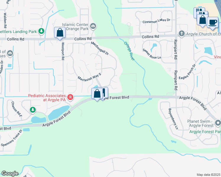 map of restaurants, bars, coffee shops, grocery stores, and more near 8194 Loch Seaforth Court in Jacksonville