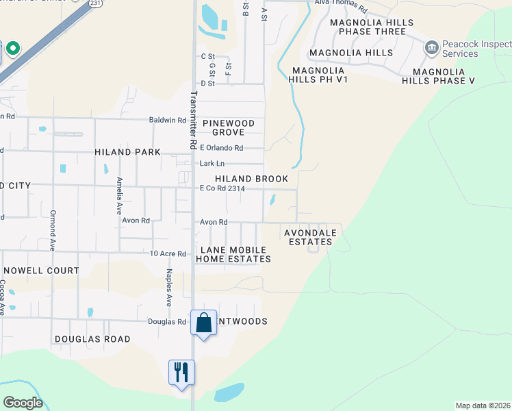 map of restaurants, bars, coffee shops, grocery stores, and more near 2733 Brookwood Avenue in Panama City