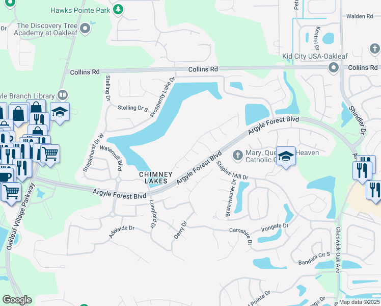 map of restaurants, bars, coffee shops, grocery stores, and more near 9560 Stratham Court in Jacksonville