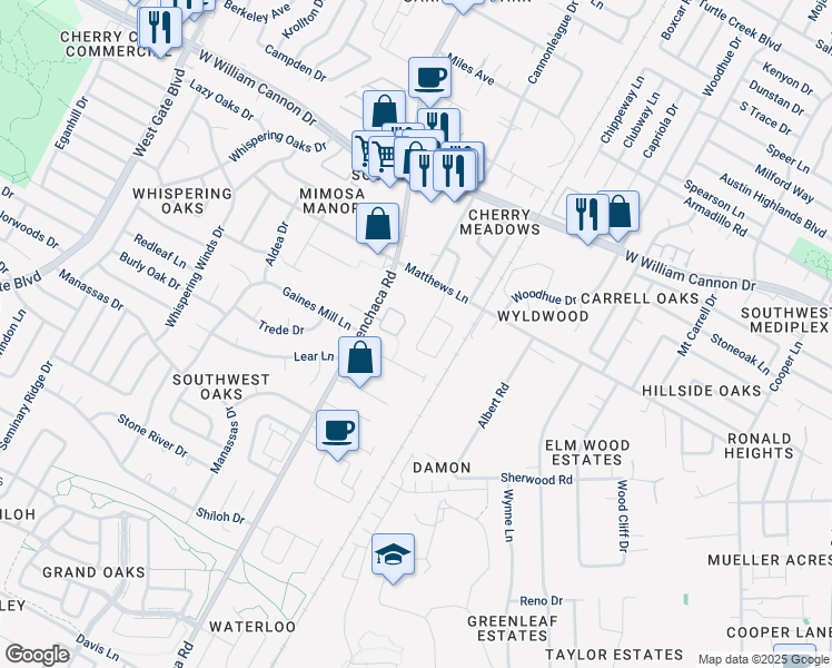 map of restaurants, bars, coffee shops, grocery stores, and more near in Austin