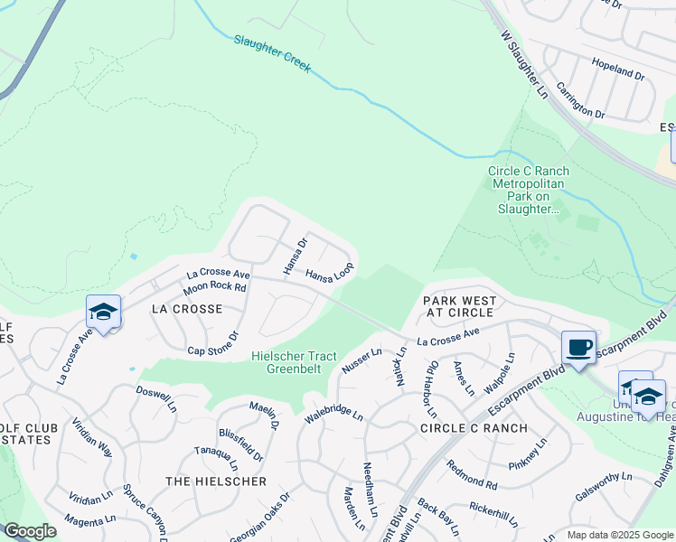 map of restaurants, bars, coffee shops, grocery stores, and more near 6720 Hansa Loop in Austin
