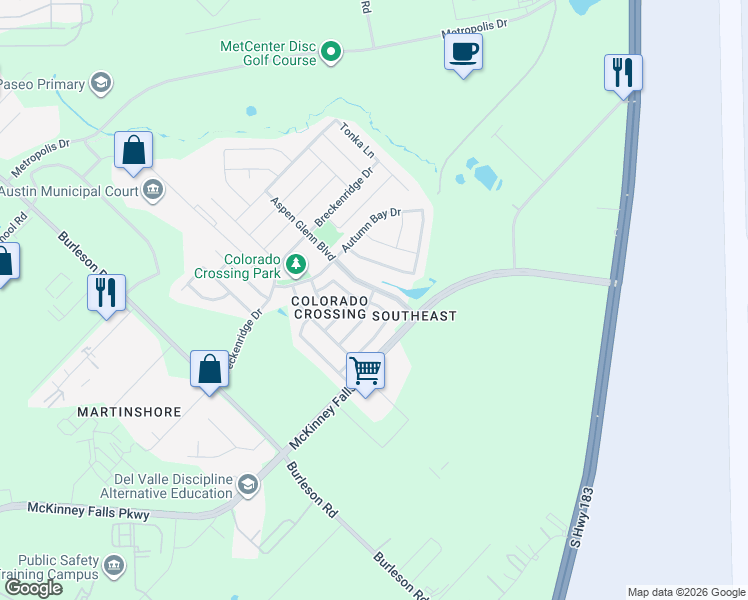 map of restaurants, bars, coffee shops, grocery stores, and more near 3633 Branco Bend Loop in Austin