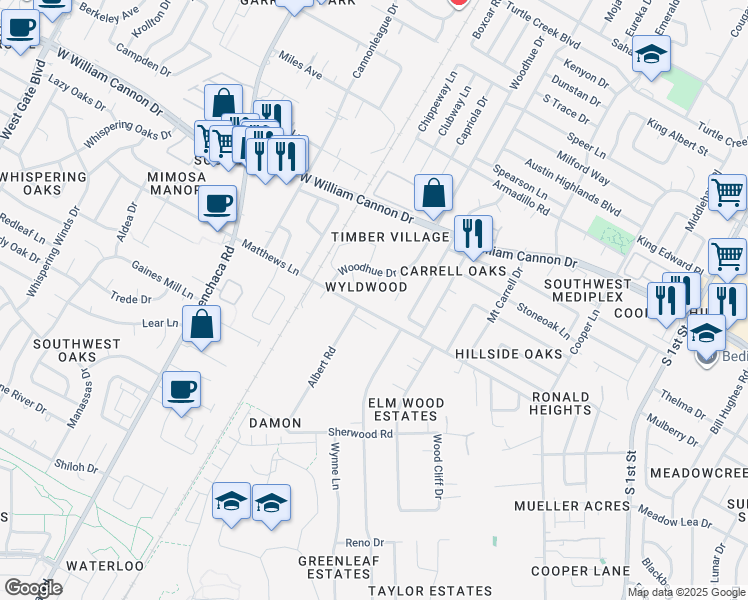 map of restaurants, bars, coffee shops, grocery stores, and more near 7010 Ivory Key Court in Austin