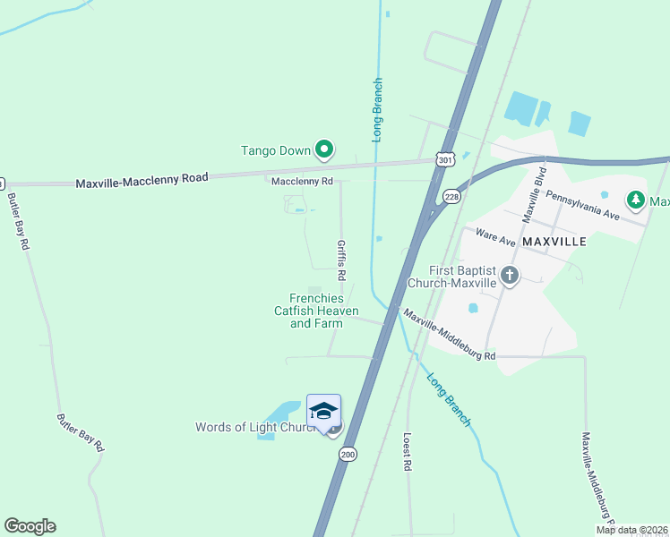 map of restaurants, bars, coffee shops, grocery stores, and more near 8644 Griffis Road in Jacksonville