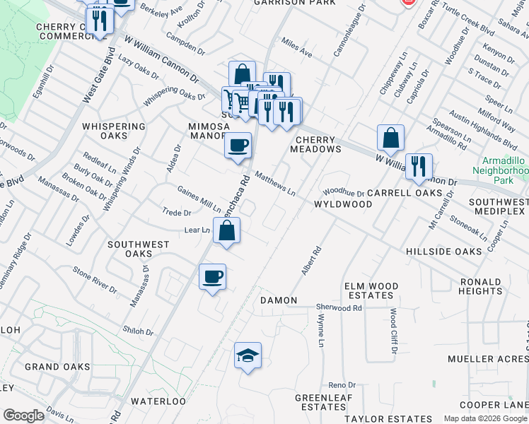 map of restaurants, bars, coffee shops, grocery stores, and more near in Austin