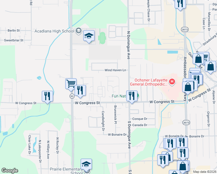 map of restaurants, bars, coffee shops, grocery stores, and more near 308 Heatheroak Avenue in Lafayette