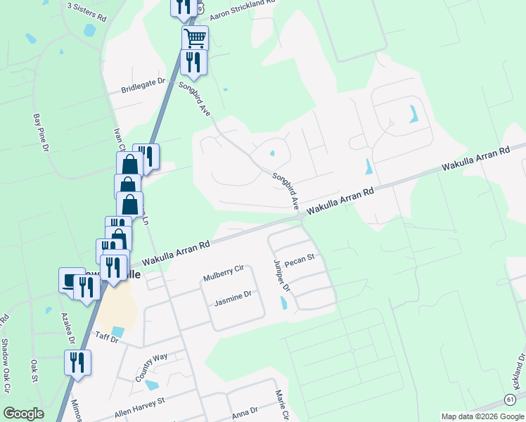 map of restaurants, bars, coffee shops, grocery stores, and more near 41 Meadowlark Dr in Crawfordville