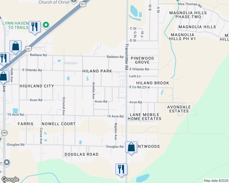 map of restaurants, bars, coffee shops, grocery stores, and more near 2728 Naples Avenue in Panama City