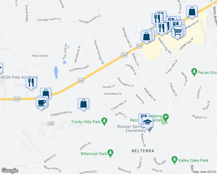 map of restaurants, bars, coffee shops, grocery stores, and more near Manchester Lane in Austin