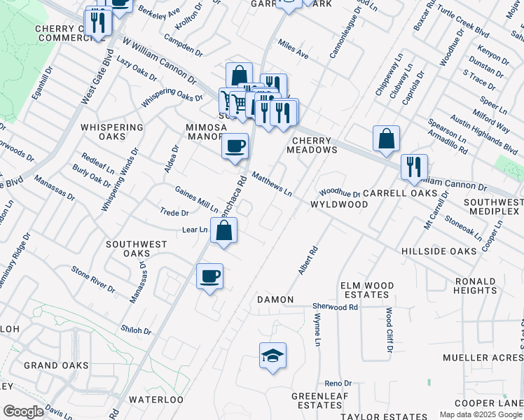 map of restaurants, bars, coffee shops, grocery stores, and more near in Austin
