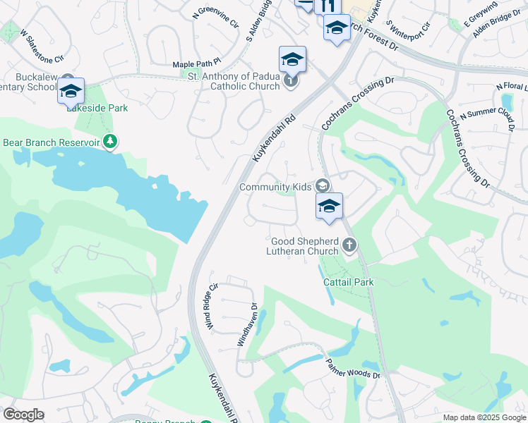map of restaurants, bars, coffee shops, grocery stores, and more near 35 Tender Violet Place in Spring