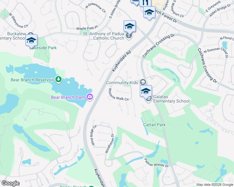 map of restaurants, bars, coffee shops, grocery stores, and more near 35 Tender Violet Place in Spring