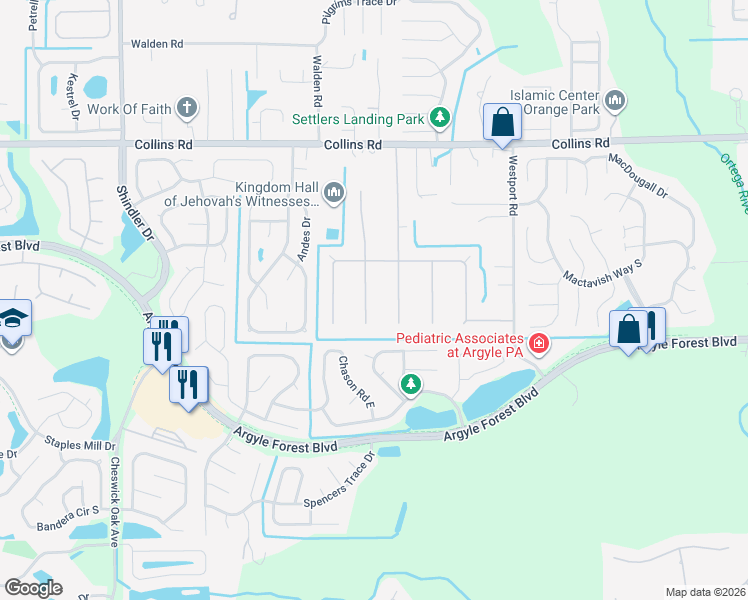 map of restaurants, bars, coffee shops, grocery stores, and more near 8144 Sarcee Trail in Jacksonville