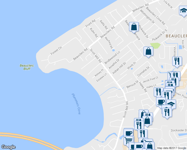 map of restaurants, bars, coffee shops, grocery stores, and more near 2749 Kelsey Place in Jacksonville