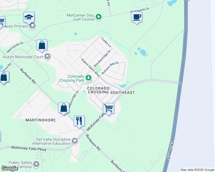 map of restaurants, bars, coffee shops, grocery stores, and more near 3633 Branco Bend Loop in Austin