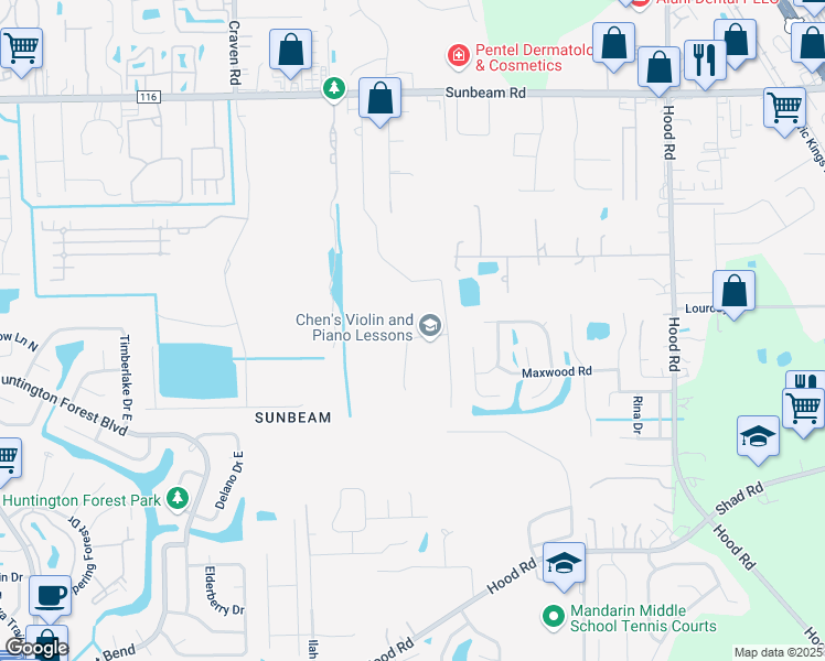 map of restaurants, bars, coffee shops, grocery stores, and more near 4639 Greenbrook Court in Jacksonville