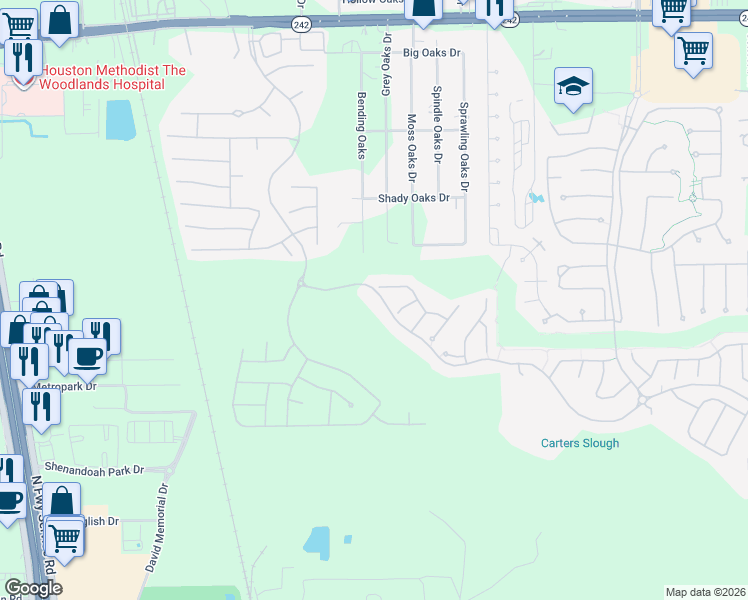 map of restaurants, bars, coffee shops, grocery stores, and more near 9808 Preserve Way in Shenandoah