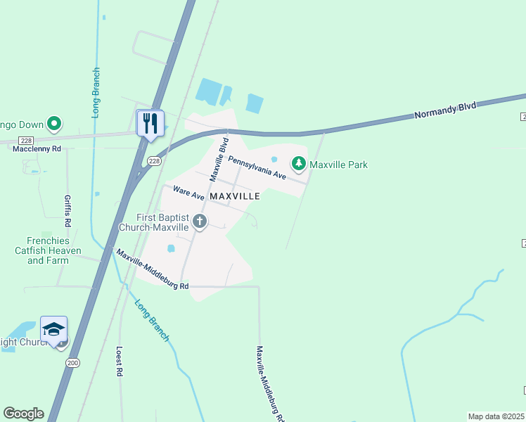 map of restaurants, bars, coffee shops, grocery stores, and more near 18220 Ware Avenue in Jacksonville