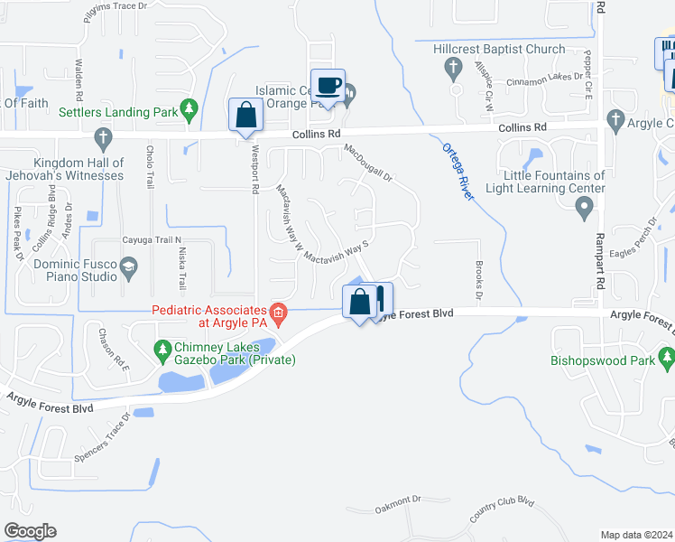 map of restaurants, bars, coffee shops, grocery stores, and more near 8150 Loch Lomond Lane in Jacksonville