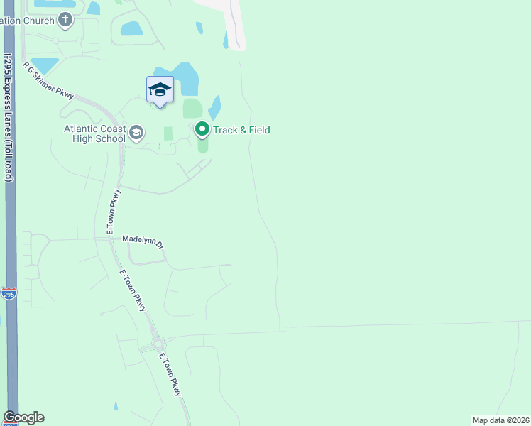 map of restaurants, bars, coffee shops, grocery stores, and more near R G Skinner Parkway in Jacksonville