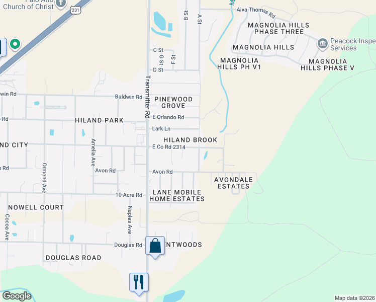 map of restaurants, bars, coffee shops, grocery stores, and more near 3614 Game Farm Road in Panama City