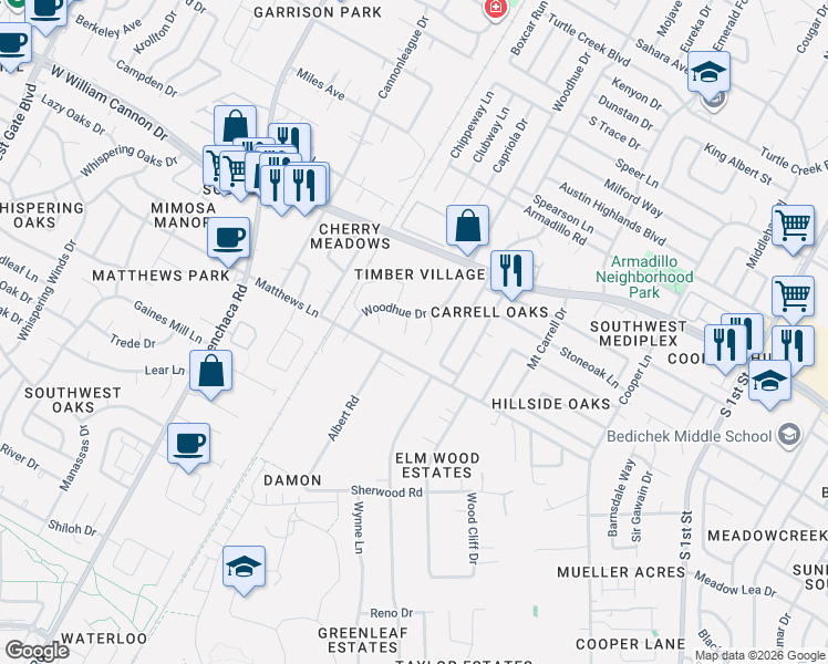 map of restaurants, bars, coffee shops, grocery stores, and more near 7010 Ivory Key Court in Austin