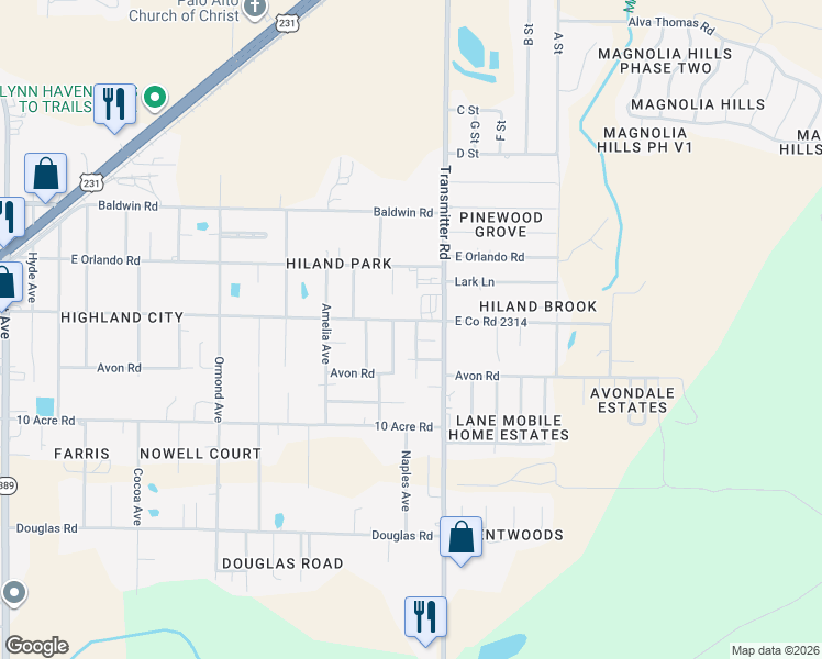 map of restaurants, bars, coffee shops, grocery stores, and more near 2728 Naples Avenue in Panama City