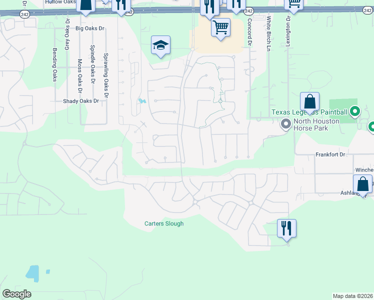 map of restaurants, bars, coffee shops, grocery stores, and more near 10637 Lake Palmetto Drive in Conroe
