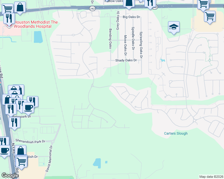 map of restaurants, bars, coffee shops, grocery stores, and more near 9808 Preserve Way in Shenandoah