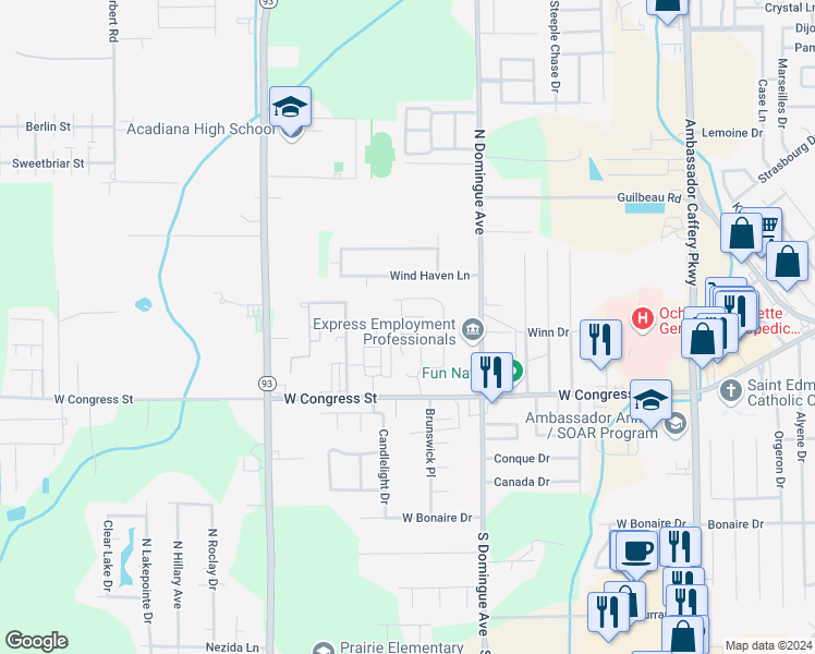 map of restaurants, bars, coffee shops, grocery stores, and more near 308 Heatheroak Avenue in Lafayette