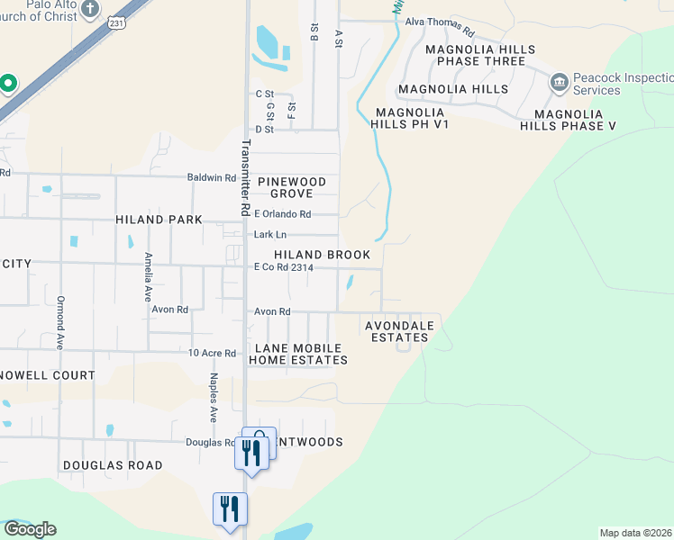 map of restaurants, bars, coffee shops, grocery stores, and more near 2733 Brookwood Avenue in Panama City