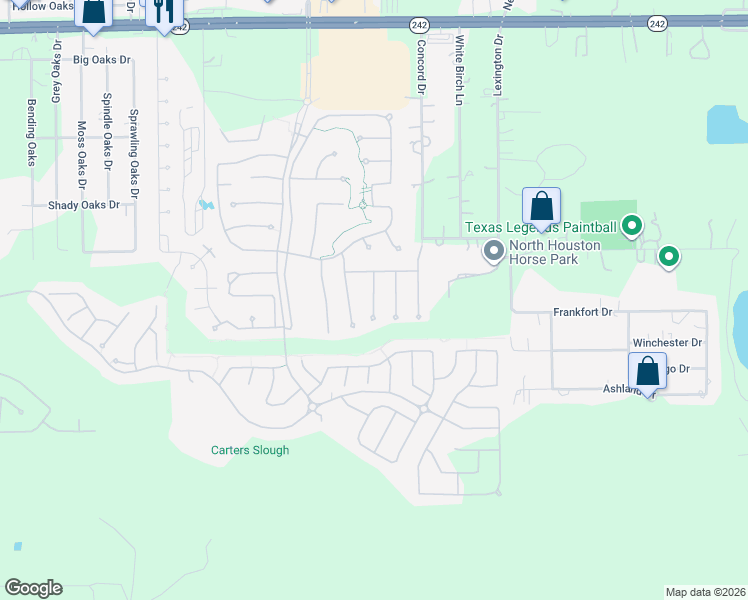 map of restaurants, bars, coffee shops, grocery stores, and more near 1139 Great Grey Owl Court in Conroe