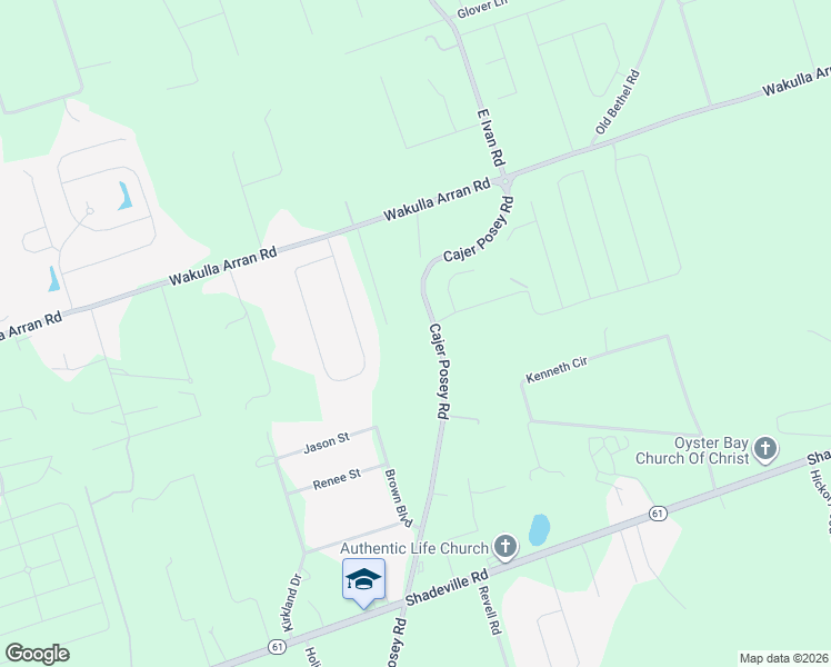 map of restaurants, bars, coffee shops, grocery stores, and more near 100 Cajer Posey Road in Crawfordville