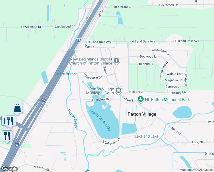 map of restaurants, bars, coffee shops, grocery stores, and more near 16944 Yates in Splendora