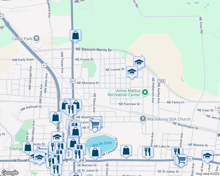map of restaurants, bars, coffee shops, grocery stores, and more near 1399 NE Aberdeen Ave in Lake City