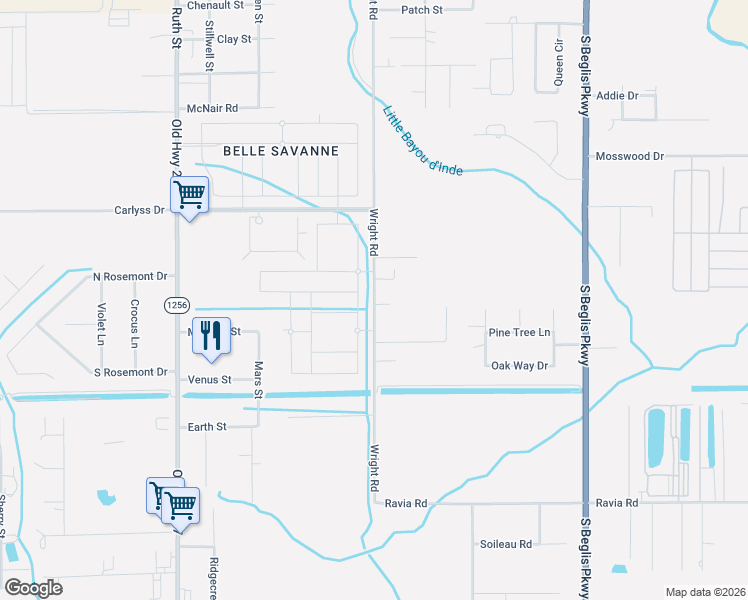 map of restaurants, bars, coffee shops, grocery stores, and more near 3664 Wright Road in Sulphur