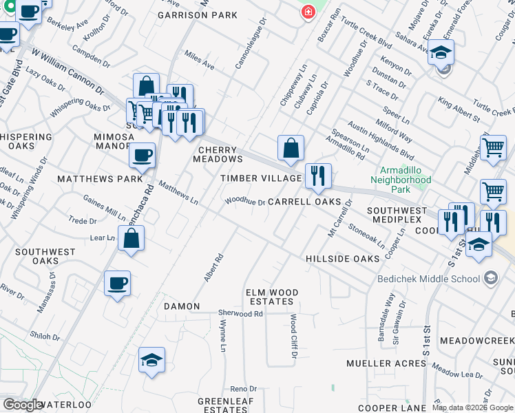 map of restaurants, bars, coffee shops, grocery stores, and more near 7010 Ivory Key Court in Austin