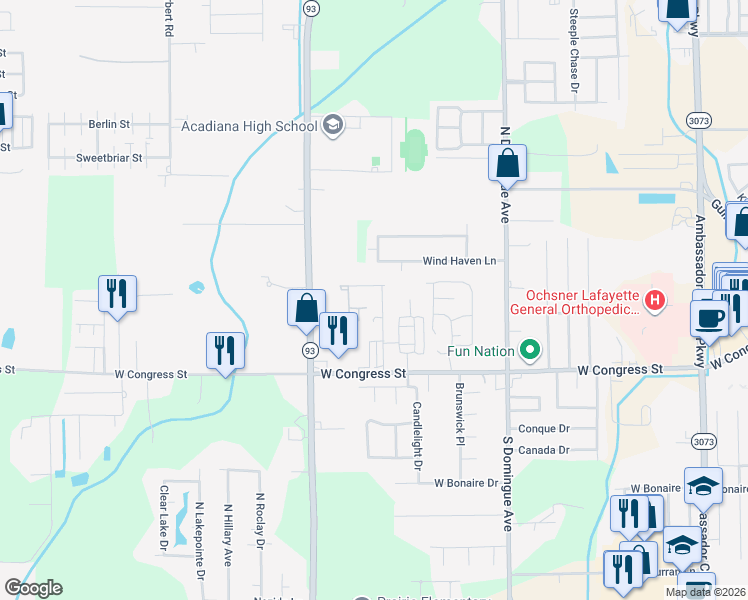 map of restaurants, bars, coffee shops, grocery stores, and more near 135 Huggins Road in Lafayette