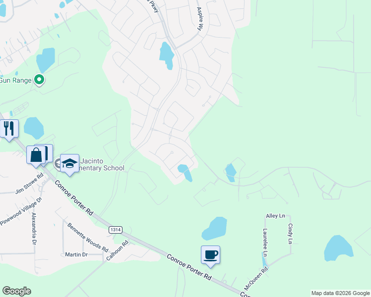 map of restaurants, bars, coffee shops, grocery stores, and more near 17864 Conroe Porter Road in Conroe