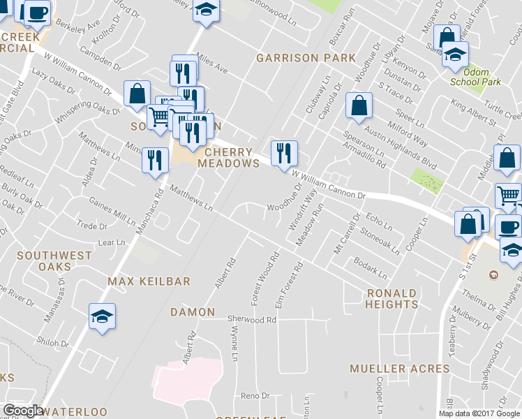map of restaurants, bars, coffee shops, grocery stores, and more near 7010 Ivory Key Court in Austin