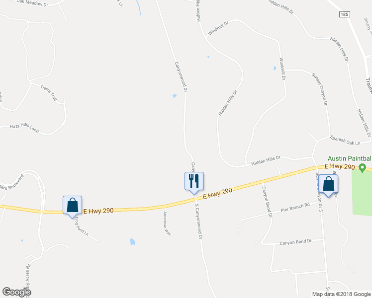 map of restaurants, bars, coffee shops, grocery stores, and more near 179 Canyonwood Drive in Dripping Springs