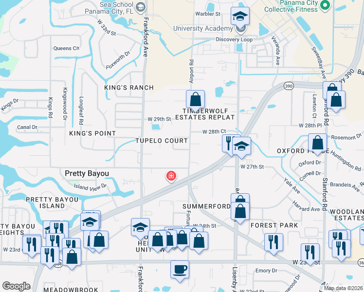 map of restaurants, bars, coffee shops, grocery stores, and more near 2726-2738 Airport Rd in Panama City