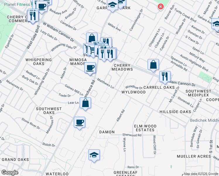 map of restaurants, bars, coffee shops, grocery stores, and more near in Austin