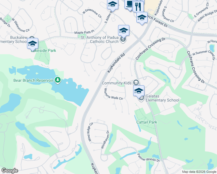 map of restaurants, bars, coffee shops, grocery stores, and more near 35 Tender Violet Place in Spring