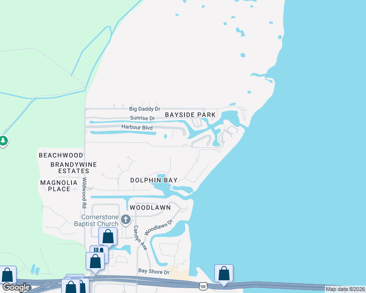 map of restaurants, bars, coffee shops, grocery stores, and more near 1398 Harbour Way in Panama City Beach