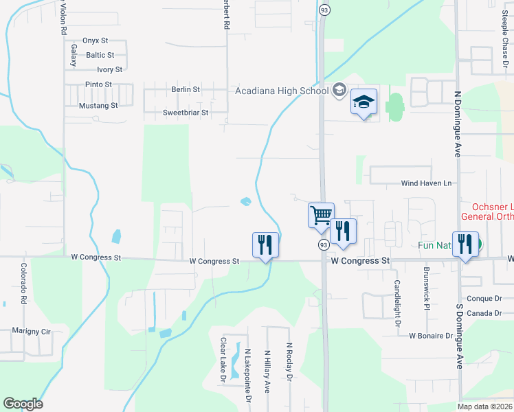 map of restaurants, bars, coffee shops, grocery stores, and more near 4860 West Congress Street in Lafayette