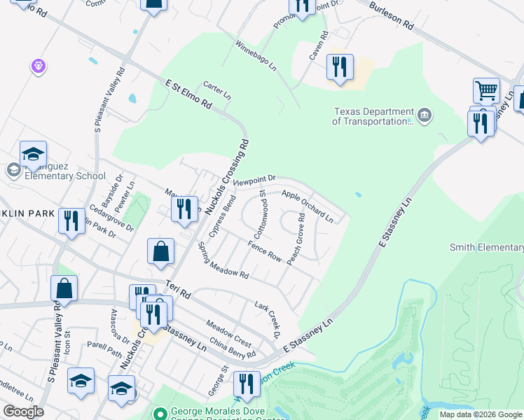 map of restaurants, bars, coffee shops, grocery stores, and more near 5204 North Hearsey Drive in Austin