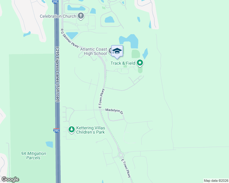 map of restaurants, bars, coffee shops, grocery stores, and more near 11353 Newtonian Boulevard in Jacksonville