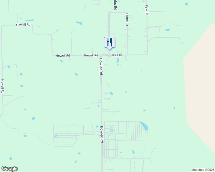 map of restaurants, bars, coffee shops, grocery stores, and more near 2400 Bowler Road in Waller