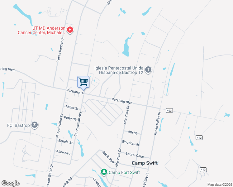 map of restaurants, bars, coffee shops, grocery stores, and more near 195 Horseshoe Drive in Bastrop